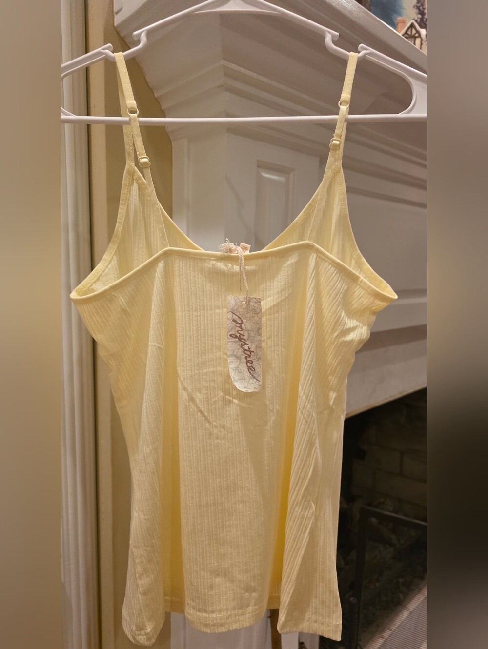 Mystree Soft Yellow Ribbed Cami with Adjustable Straps - Picture 2 of 3